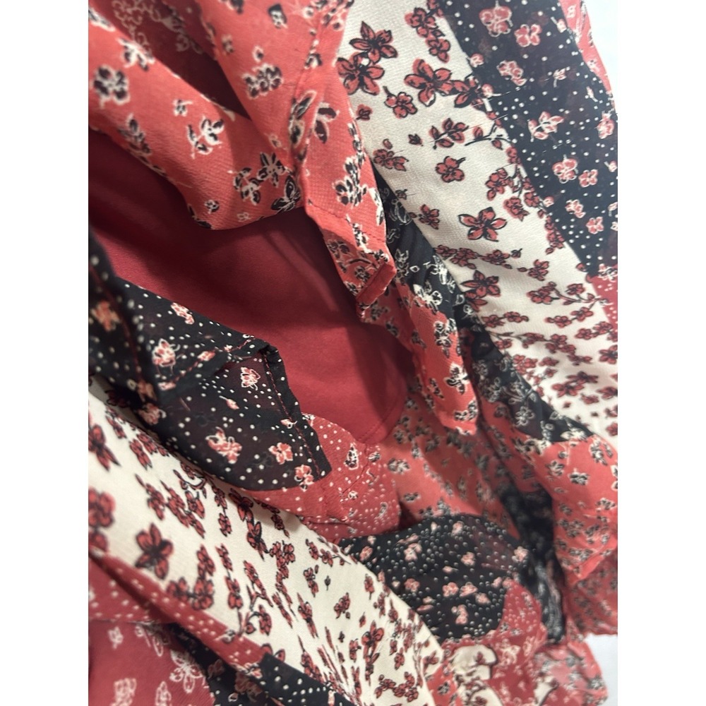 Forever 21 Women's Smocked Midi Dress Size‎ M Patchwork Boho Prairie Cottagecore - Picture 7 of 14